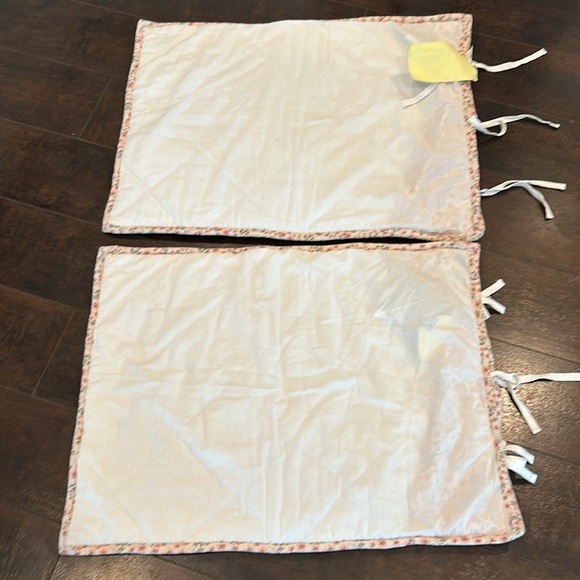 Pottery Barn Pink Floral Green Print  Corduroy European Shams  Set of 2 28x20 P - Picture 9 of 10